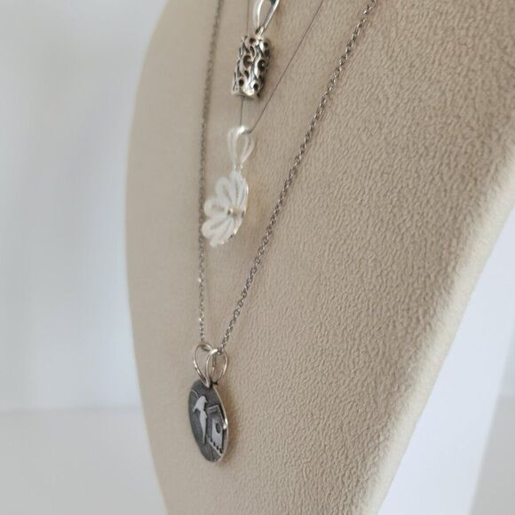 Sterling Silver Pendants SET of 3 and One Stainless Steel Chain - Picture 10 of 12